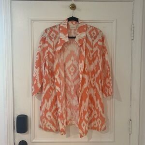 100% linen Chico's Orange Patterned Women's Kimono